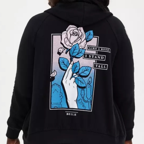 Torrid Plus Size Raglan Hoodie - Disney Beauty and The Beast Princess Belle - Picture 1 of 7